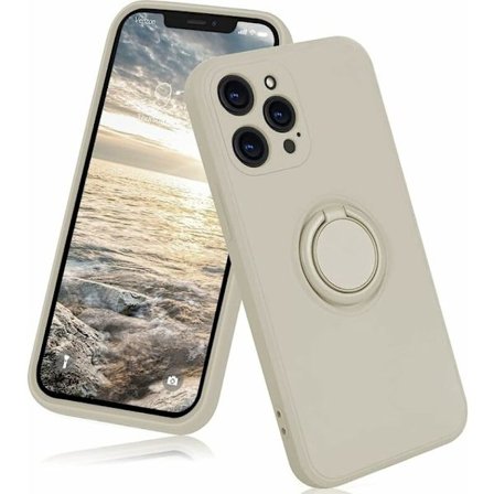 Vit. Passer til Apple 12 Pro Max 6.7'' Beskyttende silikondeksel med ring 360° roterende holder for Apple - Magnetisk stativ for Apple