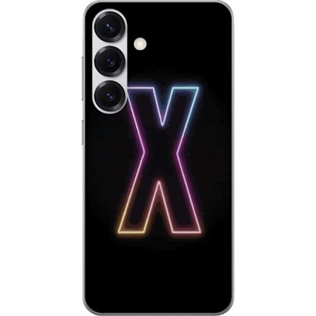 Kompatibelt Mobildeksel til Samsung Samsung Galaxy S25 Neonbokstav X i sterke fargevariasjoner mot svart bakgrunn, kraftig typografisk design med tyde