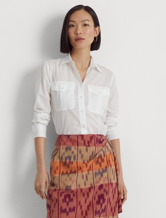 Lauren Ralph Lauren Cotton Voile Shirt - White - L