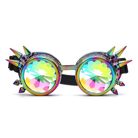 Regnbågskristall Bling Glasögon Kalejdoskop Goth Nitar Kalejdoskop