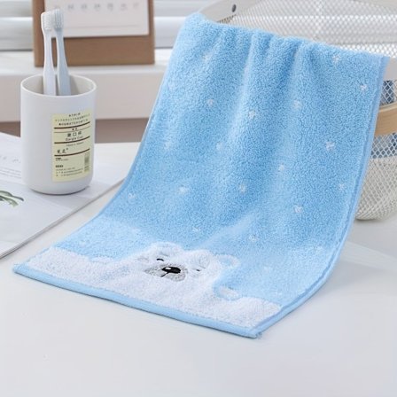 Myke og absorberende håndklær i ren bomull for ansikt og hender, med et søtt bjørnedesign, perfekt for hjemmebruk på badet [DB]
