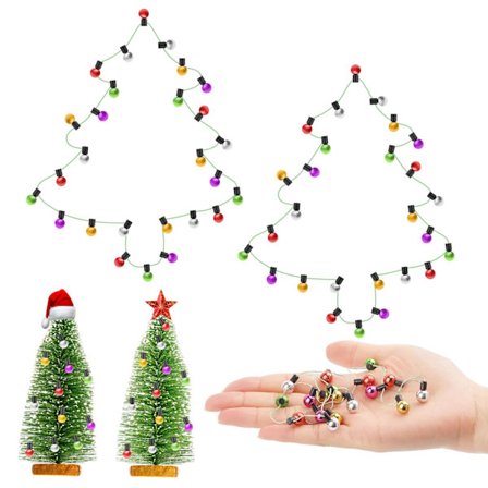 Miniature lyskæder, 45 cm mini lyskæder dukkehus tilbehør, julelys flerfarvet falsk lampe til miniature juletræsdekoration