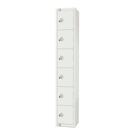 Elite white locker, 6 door, 1800x300x300 mm, all white