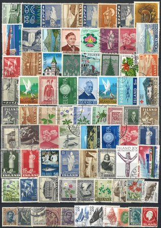 Island - 99 forskellige frimærker og 2 miniark 1920-1995 - Stemplet
