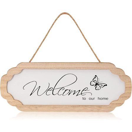 Välkommensskylt ytterdörr Välkommen till vårt hem Plack Trä Välkommen Hängande Vertikalt Skylt för Väggdekor Vänskapspresent