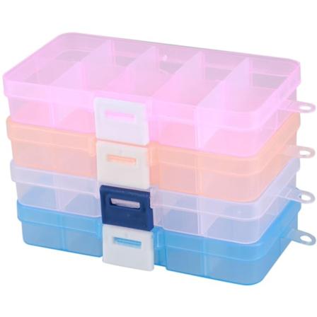 4-pack plastbehållare förvaringslåda med justerbara avdelare 15 fack