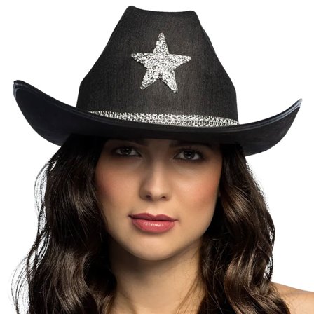 Cowboyhatt med Stjärna Svart
