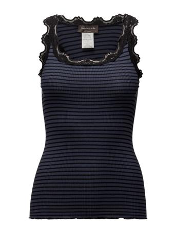 Silk Top W/ Lace T-shirts & Tops Sleeveless Blå Rosemunde*Betinget Tilbud