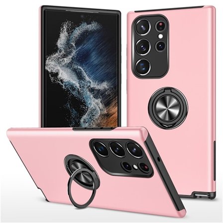 Till Samsung Galaxy S25 Ultra Hybrid skal med Finger Ring - Rosa