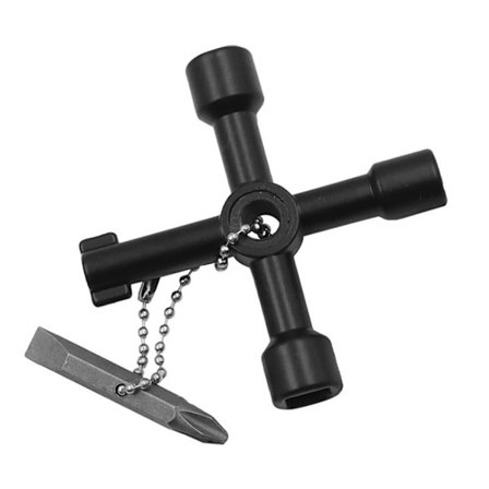 Mätarskåpsnyckel för gas, radiator och 4-vägs multifunktionella verktyg