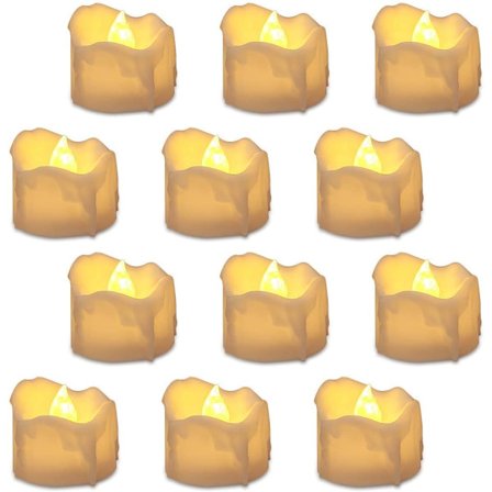 LED-lys, 12 stk. mini elektriske falske lys med batterier (varme