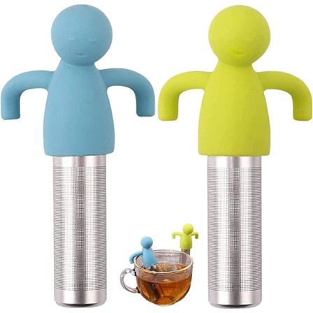 2 stk. rustfritt stål silikon teinfuser, hengende te-sil
