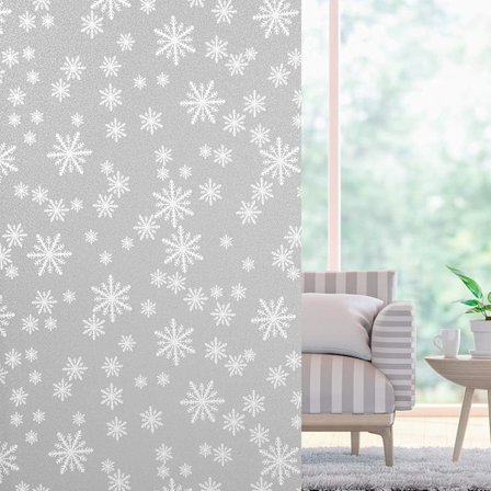 Personvern Frostfolie Vindufilm Snøflak Snømønster for Kjøkken Soverom Bad Dekorasjon, 40cm*4m