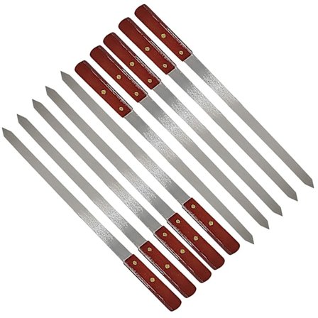 10 kpl litteitä kebabvartaita ruostumattomasta teräksestä, 24 tuuman turkkilaisia vartaita, Adana-kebabvartaita, lihahaarukka pitkiin shish kebab -