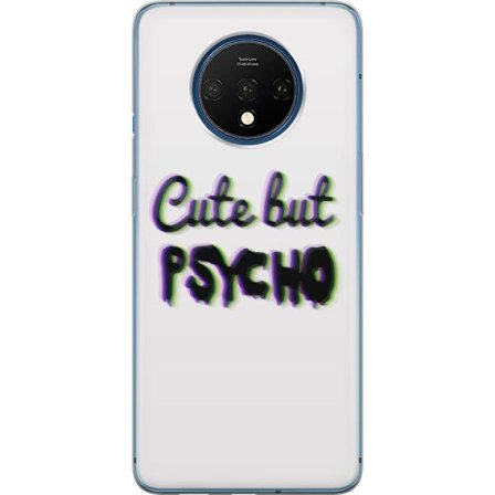 Kompatibel Mobilcover til OnePlus 7T Rainbow-farvet legetøjsfigur med et glad ansigt og farverige cirkler i en legesyg studieillustration