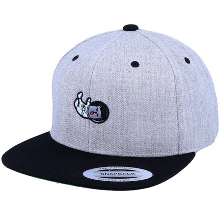 Iconic - Cat Astronaut Heather Grey/Black Snapback Snapback Grey Cap - @ Hatstore
