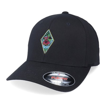 Iconic - Svart flexfit Keps - Summer Neon Flamingo Black Flexfit @ Hatstore
