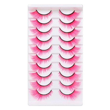 10 Par Färgade Fransar Cat Eye Ögonfransar ROSA
