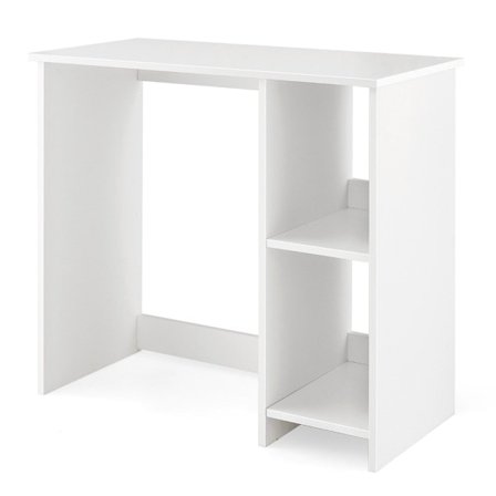 Lille skrivebord med 2 rum computerbord kontorbord PC bord 80 x 40 x 74 cm hvid
