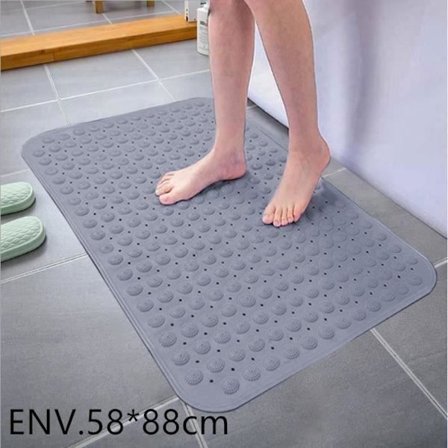 Skridsikker bademåtte til brusebad, anti-skimmel, 58*88 cm, maskinvaskbar bademåtte med sugekop