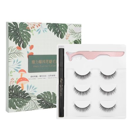 Selvklebende eyeliner vann eyeliner falske øyevipper pinsett sminkeverktøy sett E40 grønn eske