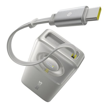 Baseus Free2Pull 10000mAh 30W powerbank med USB-C-port och utdragbar USB-C-kabel - grå