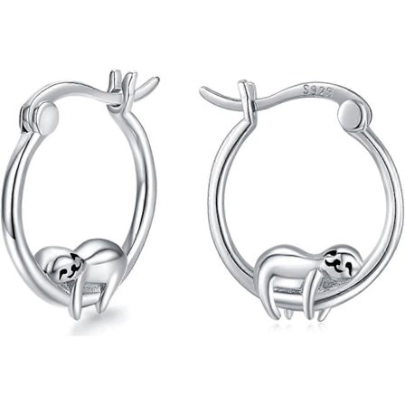 Sloth Huggie Hoop Øreringe 925 Sterling Sølv Små Dyre Huggie Brusk Øreringe Søde Manchet Bøjler Ørestikker til Kvinder