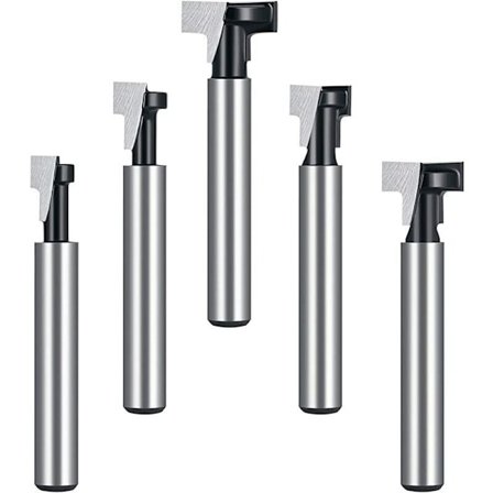 T-spor fres, T-formet spor fres, 3 stk (8/9,5/12,7 mm) freseskaft med blad Trebearbeidingsfreser for elektroverktøy Snekkerverktøy