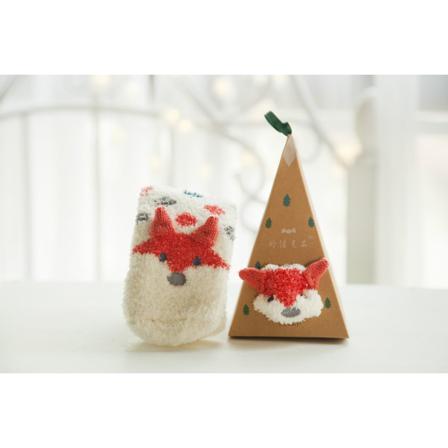 12 St Fuzzy Coral Fleece Strumpor Med Presentförpackning Hem Sovstrumpa Vuxen Vit Tvättbjörn Boxas