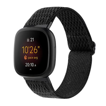 Flettet nylonrem til Fitbit Versa 4/Sense 2 - Sort