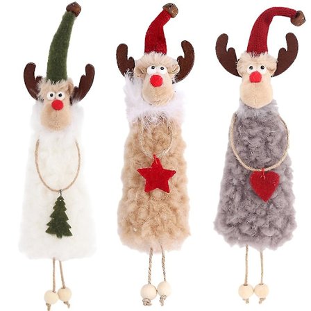 3-pakks Juleplys Elg og Moskus Henger Juletrpynt Juleferiefest Tilbehør
