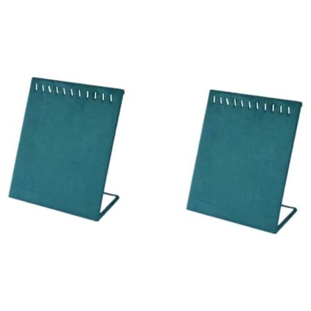 Set med 2 sammetshalsbandsställ, halsbandsställ, L-formad smyckesdisplay, elegant arrangör, bordsdisplay för (mörkgrön) GetRich