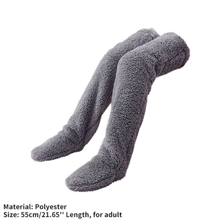 Over Knee High Fuzzy Lange Sokker Plys Tøffel Strømper Benvarmere Wi