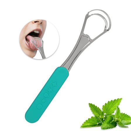 Bærbar dobbeltlags tungeskraber i rustfrit stål, oral mundbørste, rejseetui, skridsikkert håndtag, genanvendelig tungeskraber