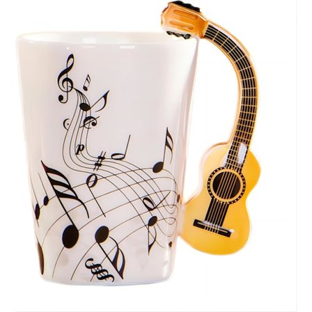 Kreativ musikkkopp fiolinstil gitar keramisk krus kaffe te melk notesystem kopper med håndtak kaffekrus nyhetsgaver (tregitar)-FX-