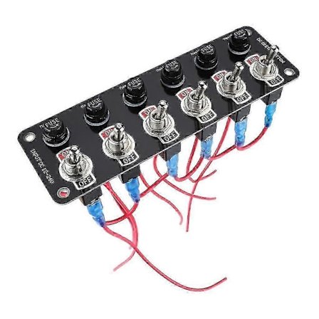 6-vejs vippekontaktpanel 12-24V On-off vippekontaktpanel med 10A sikringer