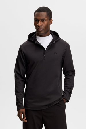J.Lindeberg - Aerial Quarter Zip Hood - Golf - Black - Men - M