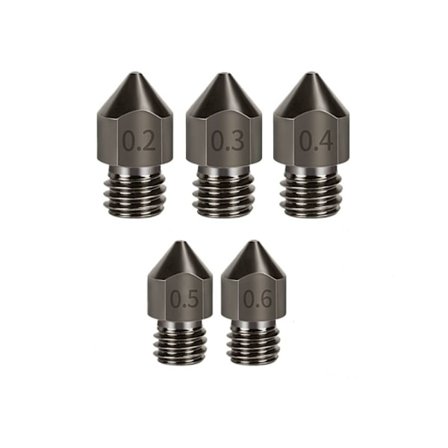 5 Stk Herdet stål 3D printerdyse MK8 ekstruderdyser Alle