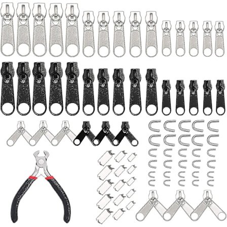 Lynlås Reparationssæt Udskiftningsskyder: 85 stk Lynlås Bundstop Ende - Fiks Dobbelt Lynlås Træk Udskift #3#5#8 Nylon Spiral Lynlås