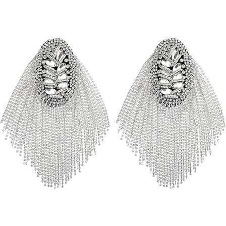 2 stk Rhinestone Duske Epaulette Brosje Pins (Sølv)