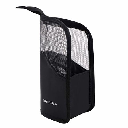 Meikkisivellinpussi puoliksi läpinäkyvä seisova vetoketjullinen pussi (musta)