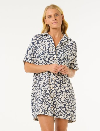 Rip Curl Las Dalias Ss Shirt Dress - Navy - XS