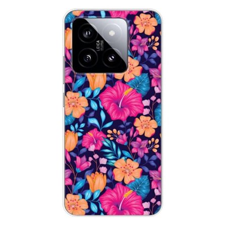 Siliconefodral - 1001 Fodral - Xiaomi 14 - Exotiska Blommor - Mjuk - Optimal Skydd