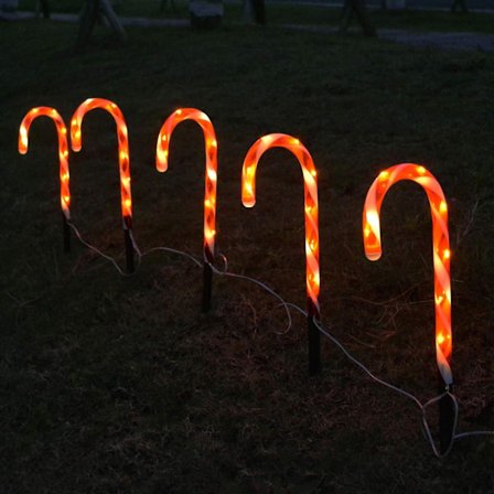 Christmas Candy Cane Channel Light Batteridriven Candy Cane Trädgårdslampa Utomhus Vattentät Juldekoration Markljus Gräsmatta Nattljus,