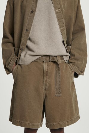 COS Homme Short Ceinturé En Denim in Jaune