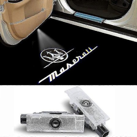 2 st Välkomstljus Kompatibla Maserati Ghibli Levante Quattroporte Led Laser Projektorljus Logotyp Dörrljus Golvlampa H Stil (FMY)