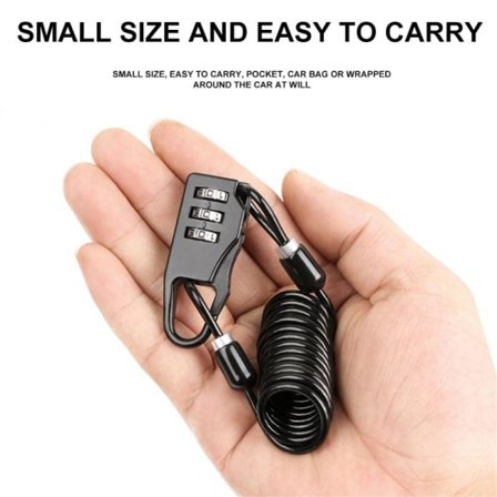 IC Hjelmlås Bærbart stålkabellås 3-cifret adgangskodekombination