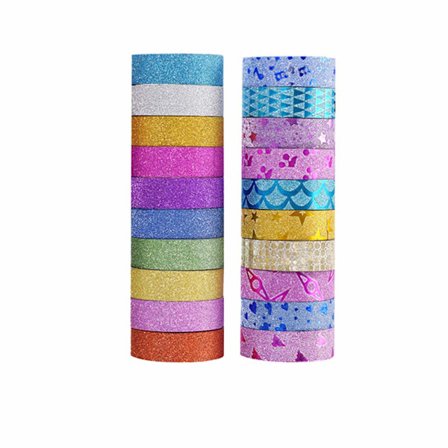 20 ruller glitter washi tape farvet maskeringstape til scrapbog gaveindpakning festartikler