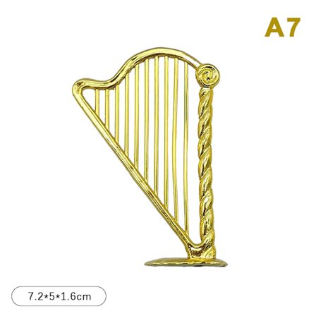 Dukkehus Miniature galvaniseret guld musikinstrument DIY S