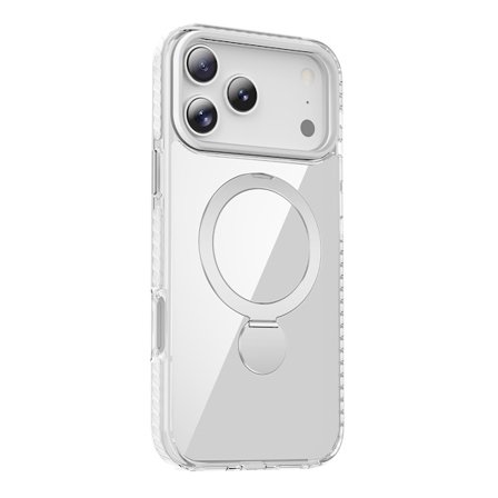 Skal Magsafe till iPhone 17 Pro - Transparent vit med ringstativ